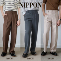 🌈COUPON🌈[ยอดขาย No.1] BARON Nippon boy (สีเบสิค) กางเกงสไตล์ญี่ปุ่น ขากระบอกตรง ทรงสวย