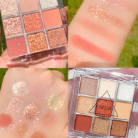 Palet pembayang mata akrilik lutsinar 9 petak dengan glitter dan tekstur matte, palet air, B6J6