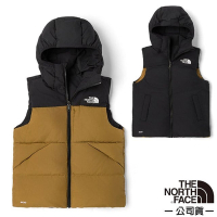 【The North Face】童 雙面穿連帽保暖鵝絨背心_89XR-YW2 棕色