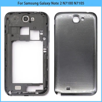New N7100 Full Housing Case For Samsung Galaxy Note 2 N7100 N7105 Battery Cover Door Back Cover Mid Middle Frame Bezel Replace