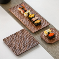 免運 茶具系列 現代簡約北歐餐具黑胡桃龜甲碟實木茶盤點心盤木質盤子