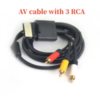 1.8M Audio Video AV cable with 3RCA For Xbox360 Slim Games equipment Accessories Black 6FT