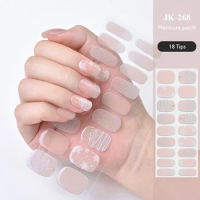 18 Strips Semi-cured UV Gel Nail Strips Long Lasting UV/LED Lamp Required Press on Full Cover Nail Gel Stickers