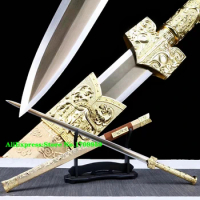 Golden Dragon Sword 1095 High Carbon Steel Blade Chinese Han Dynasty KungFu/WuShu Jian Metal Handle