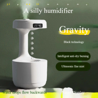 Anti-Gravity Humidifier ✨ Water Drop Backflow LED Clock Smart Aroma Diffuser Healing Aesthetic Room