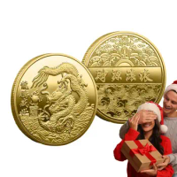 Dragon Zodiac Coin Collectible Dragon Coin For New Year Commemorative Gifts For Year Of The Dragon For Bookshelf Showcase Tea