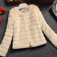 women winter coat grass fur jackets for women faux fur coat leather jacket fur women large size Stripes artificial fur coat