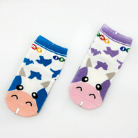 IFME寶寶造型機能襪-牛牛造型紫/藍(寶寶段)