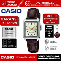 Jam Tangan Wanita Casio LTP-V007L-9EUDF Original Analog Cream Dial Brown Leather Strap Classic Elega