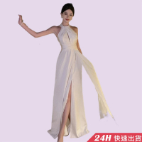 【AS 假日泳裝】洋裝 連身裙 洋裝喜宴 露背連身裙 顯瘦連衣裙 削肩洋裝 氣質連衣裙 白色長洋裝 C6600