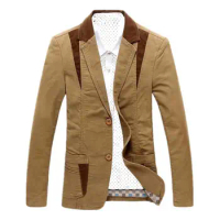 Autumn Winter Men Blazer Color Block Single Breasted Suit Coat Korean Style Solid Slim Pockets Suit Jacket For Office