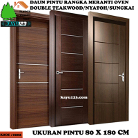 DAUN PINTU MINIMALIS 80x180 CM DOUBLE TEAKWOOD / NYATOH / SUNGKAI #202