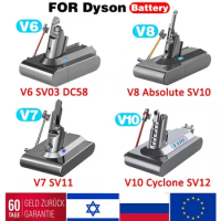 21.6V for Dyson Battery V6 V7 V8 V10 SV09 SV11 SV10 SV12 DC59 Absolute Fluffy Animal Pro Vacuum Cleaner Rechargeable Batteries