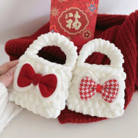 Cute Sweet Knitting Soft Plush Red 3D Bow Bag For Samsung Galaxy buds 2 Earphone Cases For Galaxy Buds Live Pro Hearphone Case