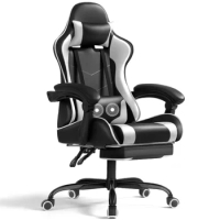 PU Leather Gaming Chair Massage Ergonomic Gamer Chair Height Adjustable Computer Chair with Footrest