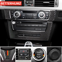 Carbon Fiber For BMW E90 E92 E93 2005-2012 Car Interior Center Console CD Panel Cover Trim Stickers Decoration Accessories