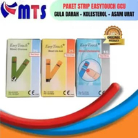 PAKET STRIP EASY TOUCH GULA DARAH BLOOD GLUCOSE 25 ASAM URAT 25 KOLESTEROL10 GCU