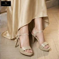 Nicholas Edison Heels Teresa Sandal Heels 10cm Stiletto Glitter mewah Original Nyaman 35 Black