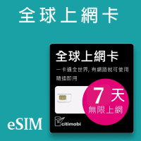 【citimobi】eSIM全球多國7天吃到飽2GB日高速流量(網卡 上網 網路 eSIM 以色列 土耳其 摩洛哥)