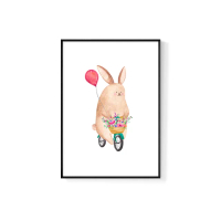 【菠蘿選畫所】騎單車的小兔子-42x60cm(餐廳掛畫/臥房/客廳/浴室/居家展示/商空/水果)