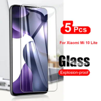 5Pcs Tempered Glass For Xiaomi Mi 10 Lite Screen Protector Film For Xiaomi mi 10 Lite 5G ShockProof Glass Guard 9H Ultra Clear