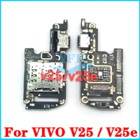 For Vivo V15 Pro V21 V25 V25E V21 5G USB Charger Port Jack Dock With Sim Card Reader connect charging port flex cable part