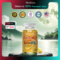 Mulittea 120pcs 10,000IU Vitamin D3+K2 250MCG (mk7) Softgel untuk Meningkatkan Penyerapan Kalsium, K