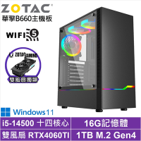 華擎B660平台[俠骨戰神W]i5-14500/RTX 4060TI/16G/1TB_SSD/Win11