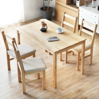 【H&amp;D 東稻家居】達娜日式木作實木餐桌椅-5件組(DIY自行組裝 一桌四椅)