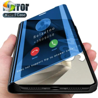 Smart Mirror Flip Leather Case For Samsung Galaxy S24 Ultra 5G Magnetic Book Stand Coque SamsungS24 Sumsung S 24 Plus S24Ultra