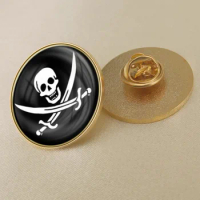 Jolly Roger Jack Rackham Pirate Flag Brooch Badges Lapel Pins