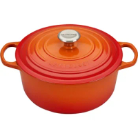 Enameled Cast Iron Signature Round Dutch Oven with Lid, 5.5 Quart, Flame