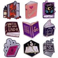 Magic Books Badge Classics Magic Words Novel Brooch Cartoon Movie Metal Pin Decoration Jewelry Bibliophile Gift Collect