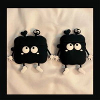 3D Cartoon Coal Man Earphone Case For AirPods 1 2 3 Pro2 Cute Eggette iPhone Headset Cover For Air Pods Pro Silicone Shell