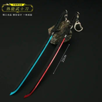 Cyberpunk mini Game Peripherals Keychain Thermal Energy Katana Alloy Keyring Uncut Toys Swords Weapon Lightsaber Model Gifts Toy
