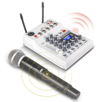 dj controller/audio console mixer Kit MIC USB Sound Card with Studio UHF Wireless Mic DJ Mixer Multi Channel Equipment Bundle