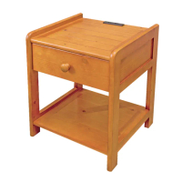 【BODEN】萊恩1.5尺實木附插座床頭櫃/邊桌/小茶几/收納置物櫃(柚木色)