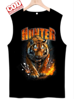 kaos cowok singlet gambar MC HUNTER , kaos distro hitam - motif sablon - tshirt - singlet pria dewas