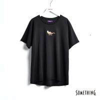 SOMETHING 女裝 動物LOGO趣味短袖T恤-黑色