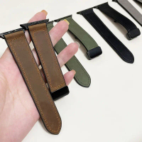 สายหนัง + สายซิลิโคน เข้ากันได้กับ For iWatch 49mm, 44mm, 45mm, 41mm, 46mm, 40 42mm, สร้อยข้อมือแม่เ