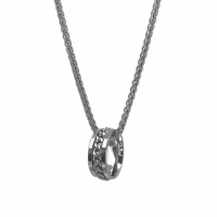 Kalung Tulang Naga Polos Silver Liontin Cincin Rantai Silver Titanium - Ukuran 45cm, 50cm, 60cm - Ak