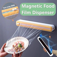 New Food Film Dispenser Magnetic Wrap Dispenser With Cutter Storage Box Aluminum Foil Stretch Film Cutter Kitchen Accessories