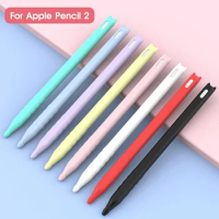 Good quality Cartoon silicone pen case for ApplePencil 2 generation Anti-slip and anti-drop tablet stylus case Solid color Cover