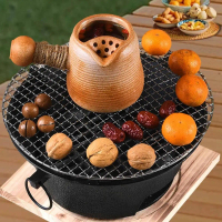 Barbeku Hibachi, Arang, Meja Barbeku, Padat dan Mudah Alih, dengan Rak Jaringan, Diperbuat daripada