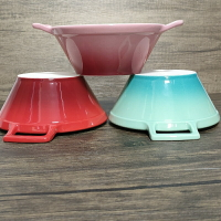 酷彩lecreuset8.5寸雙耳湯面碗炻瓷大碗高溫漸變色陶瓷泡面碗烤箱