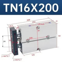 Cylinder pneumatic TN16 Twin Rod Pneumatik Angin Air Silinder Double Stroke TN 16 - TN 16x10 TN 16x2