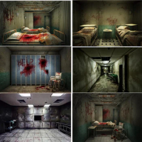 Horror Bloody Halloween Backdrop Decoration Haunted House Decoration Bloody Hospital Bloody Bedroom Photography Background