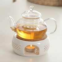 日式創 意蠟燭 加熱陶 瓷底座 溫茶爐 保溫耐熱玻璃煮茶器水果茶壺套裝