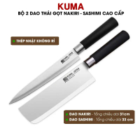 TRUONG GI Bộ 2 Dao Thái Gọt Nakiri - Sashimi (Thép Nhật không rỉ) Dao Bếp KUMA cao cấp  bộ dao nhà b