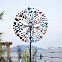 太陽能燈花園庭院鐵藝旋轉大風車戶外陽臺布置網紅裝飾創意擺件